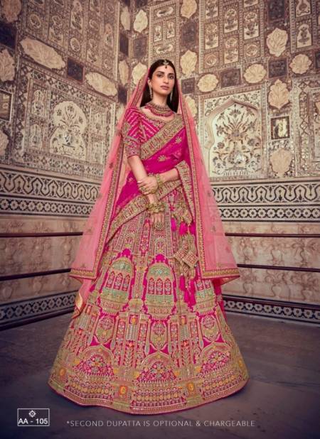 Dark Pink Colour Exclusive Stylish Bridal Wedding Wear Heavy Embroidery Work Latest Lehenga Choli Collection AA-105